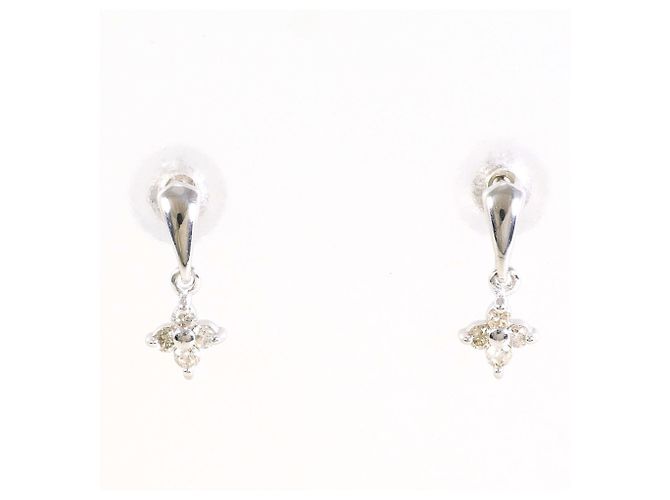 Autre Marque Orecchini a lobo in oro bianco 18K e diamanti D'oro