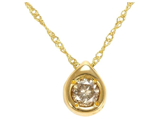 Autre Marque Collar de oro amarillo de 18K con diamante marrón Dorado