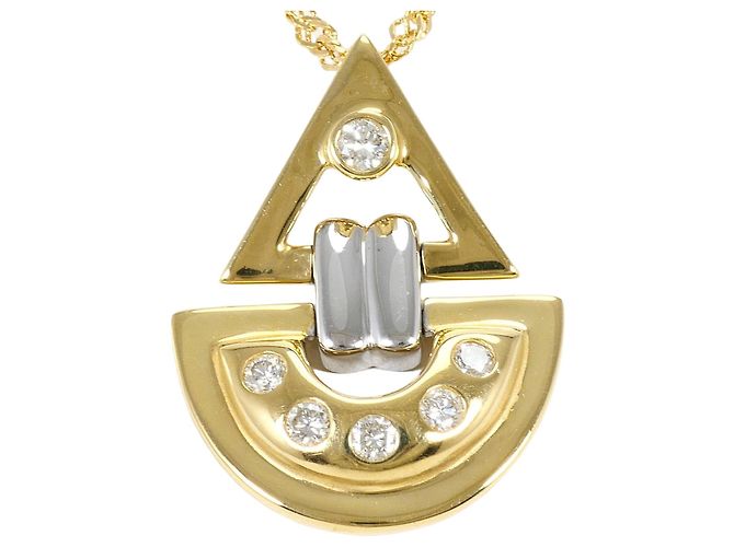 Autre Marque Collar de oro de 18K con diamante Dorado