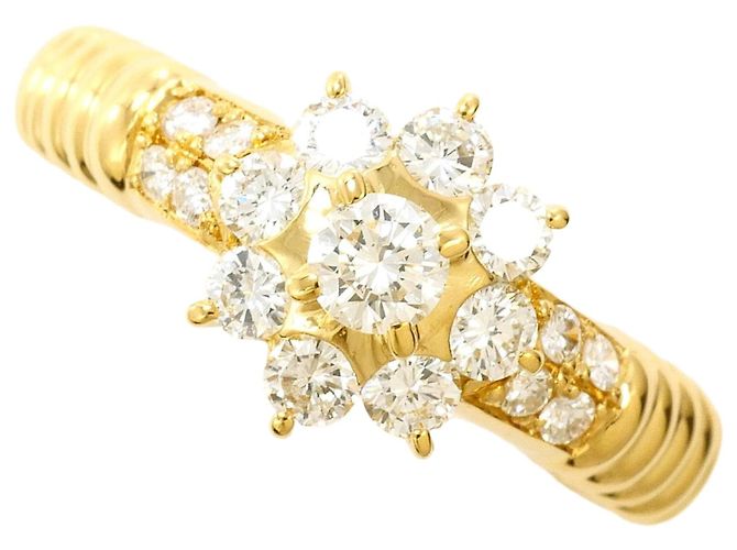 Autre Marque Anello a fascia in oro giallo 18K e diamanti D'oro