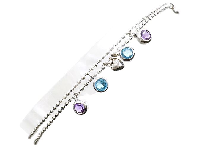 Autre Marque Bracciale con charm in oro bianco 18K Blu D'oro Porpora