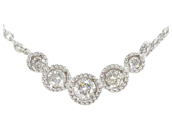 Autre Marque Colar de ouro branco 18K com diamante Dourado
