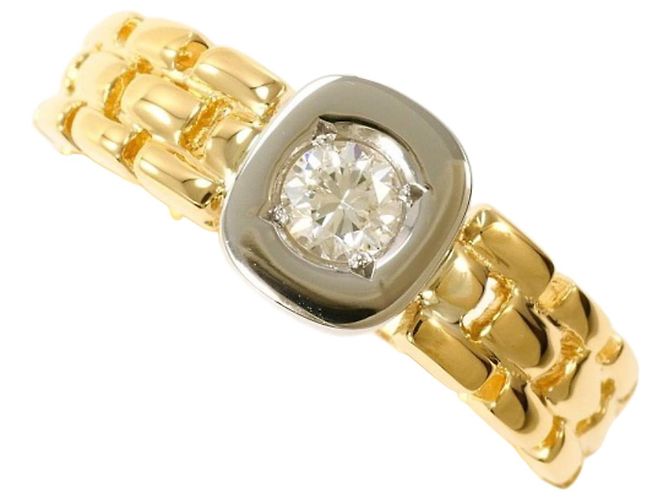 Autre Marque Platin- und Gelbgold-Ring mit Diamant Golden