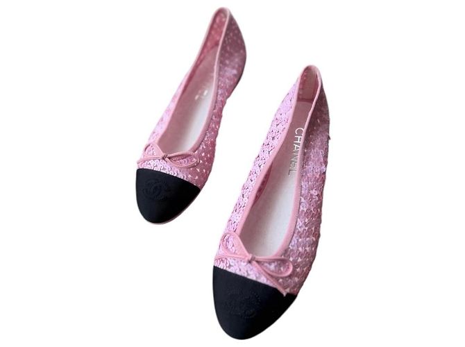 Chanel Pink Sequin Ballet Flats