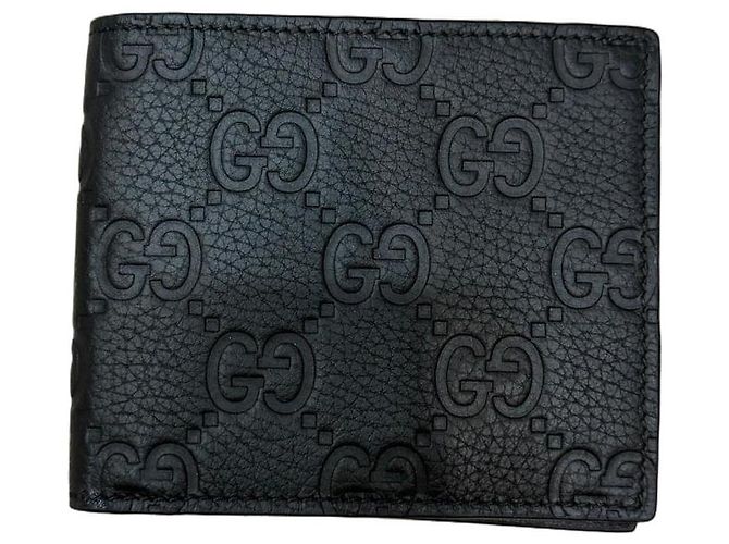 Gucci GG Embossed Black Leather Bifold Wallet