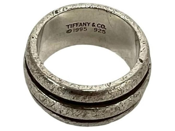 Tiffany & Co Anello Tiffany Vintage Grooved Double Line Band Argento