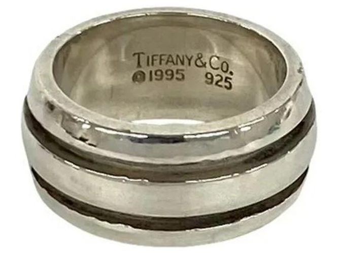 Tiffany & Co Anello Tiffany Grooved Double Line Band in Argento 925