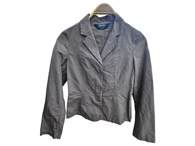 Autre Marque Blazer S MaxMara in misto seta marrone Beige Verde scuro