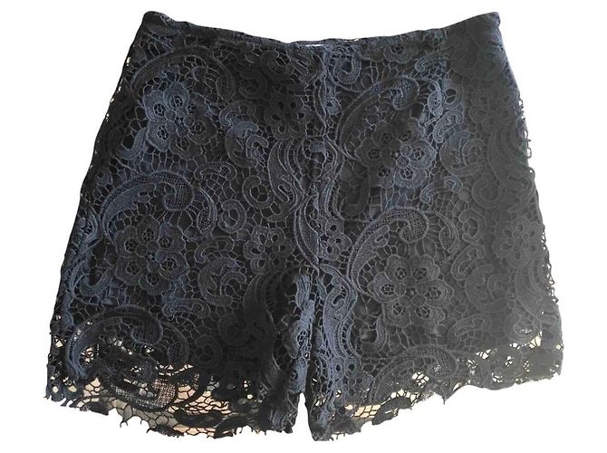 American Retro Schwarze Spitzen-Shorts, Größe 38
