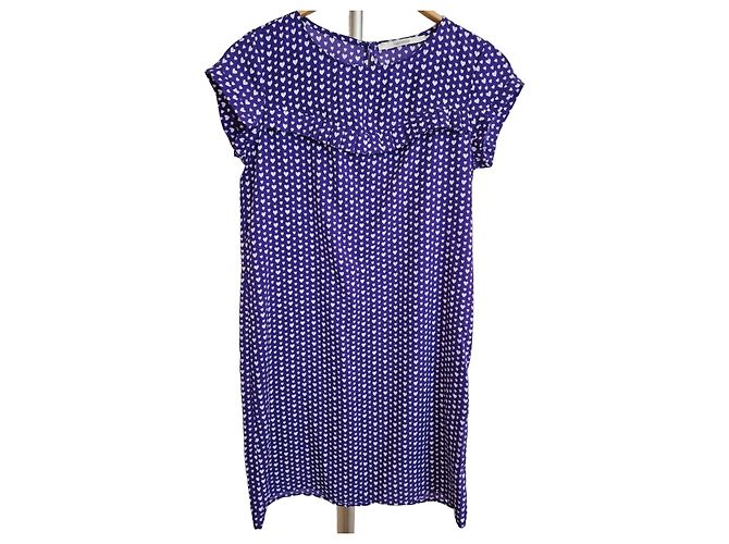 Autre Marque Nenette Kleid mit lila Herzprint Weiß