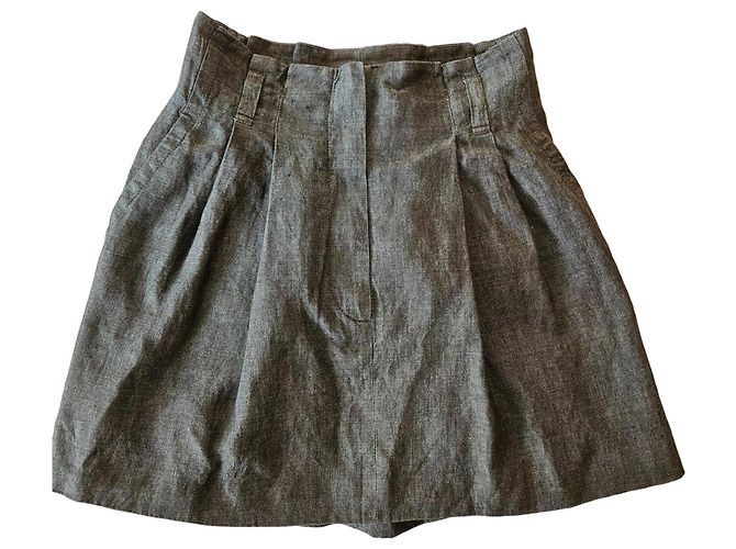 Brunello Cucinelli Falda de lino gris