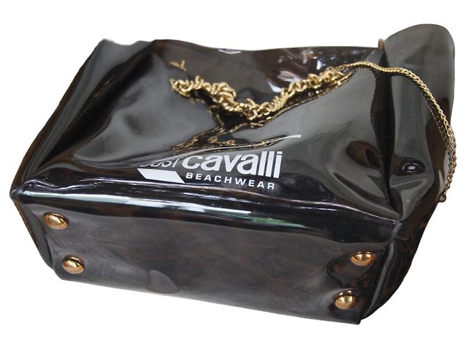 Just Cavalli Borsa Tote Trasparente Nera e Pochette Leopardata Nero Stampa leopardo
