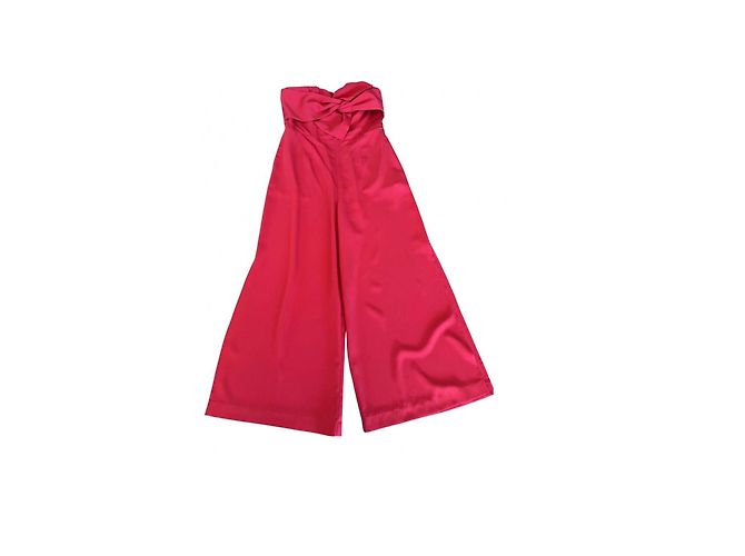Guess Red Strapless Bustier Jumpsuit with Bow