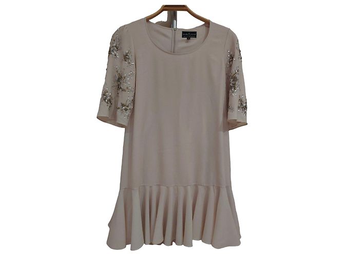 Needle & Thread Crystal Petal Kleid Beige