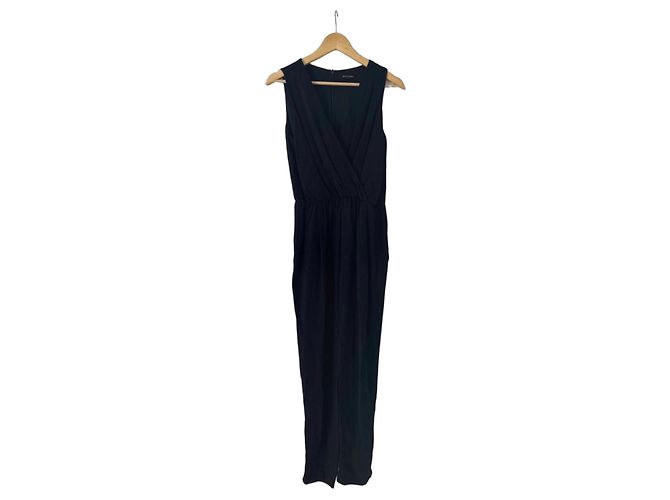 Massimo Dutti Black Wrap-Front Jumpsuit