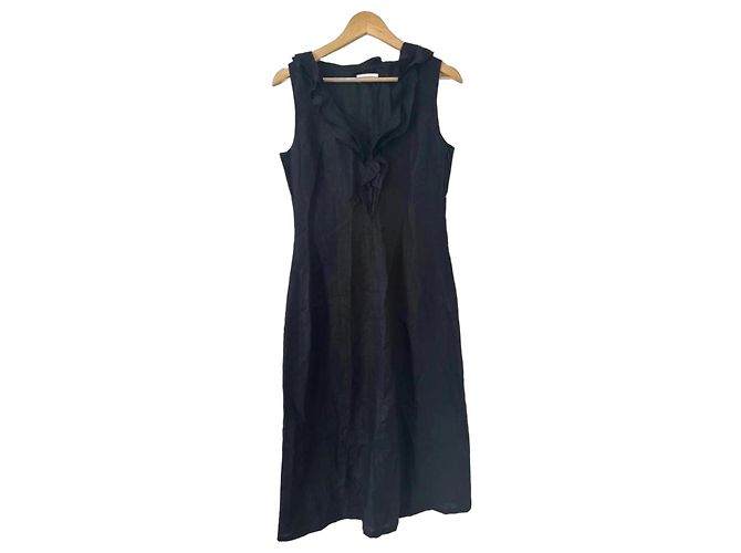 Autre Marque Apriori elegantes schwarzes Leinenkleid