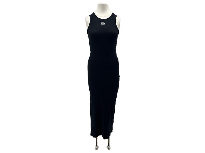 Vestido de tirantes Loewe de algodón negro