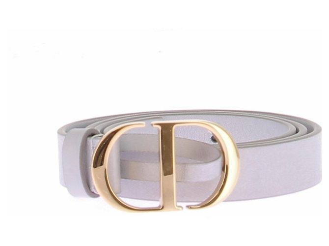 Dior Cinturón de cuero gris iridiscente