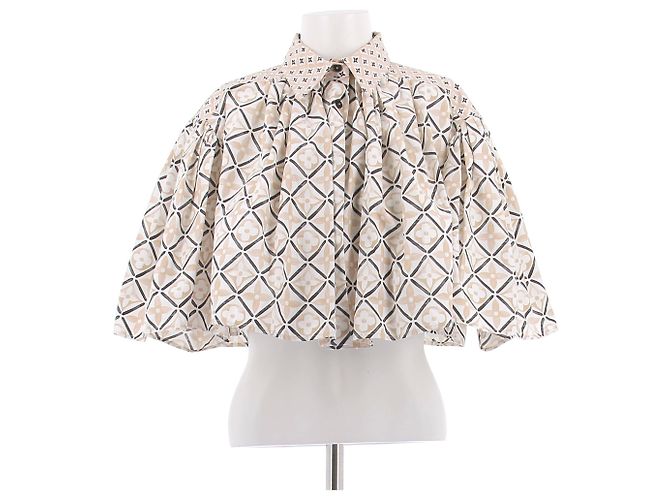 Camisa corta Louis Vuitton estampada de algodón beige