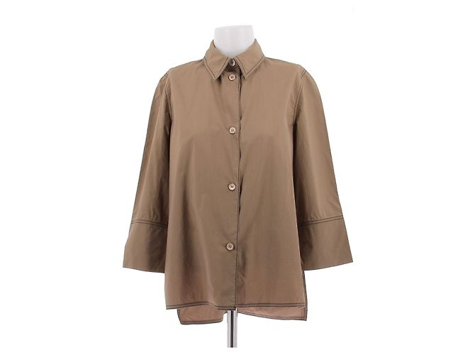 Camicia oversize in cotone beige Marni