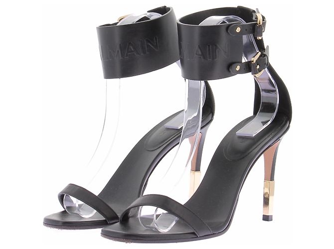 Balmain Sandali in pelle nera Nero