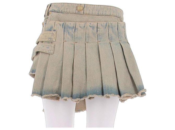 Saia jeans Balmain azul de cintura alta