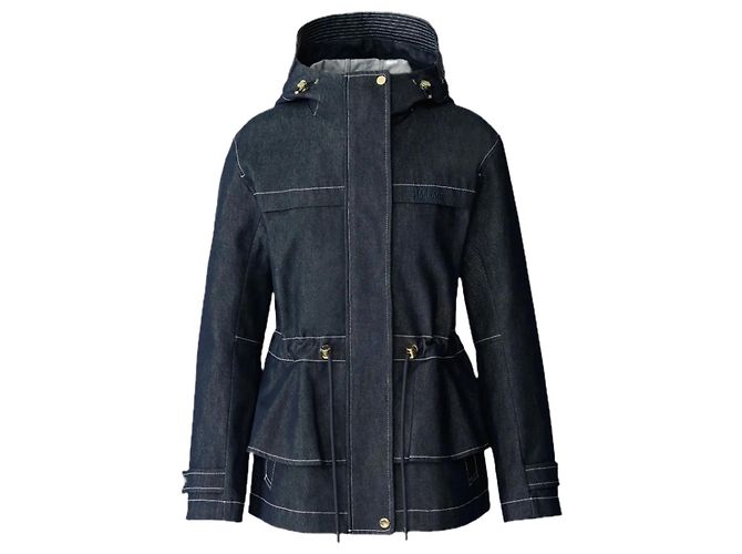 Mackage Denim jacket with drawstring ties Blue
