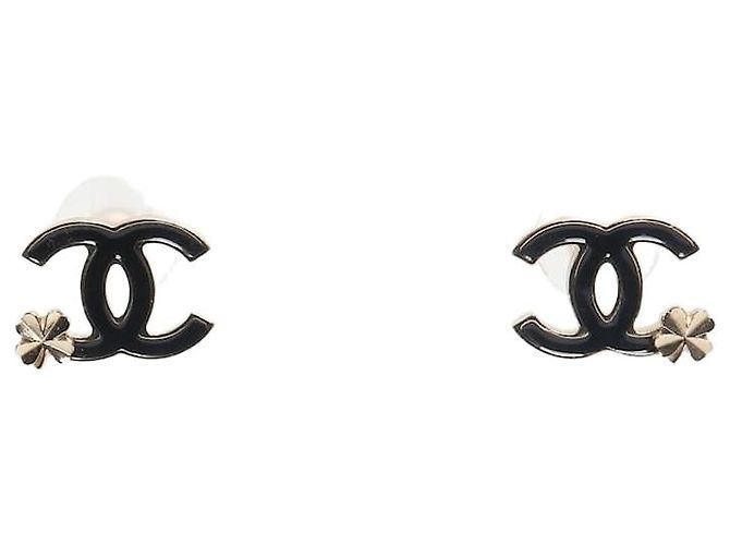 Chanel Orecchini a quadrifoglio CC oro e nero D'oro