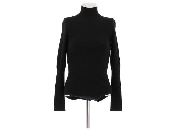 Alaïa Black Wool Long Sleeve Bodysuit