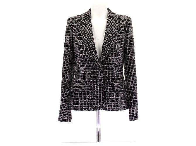 Chanel Jaqueta de tweed rosa e preta Preto