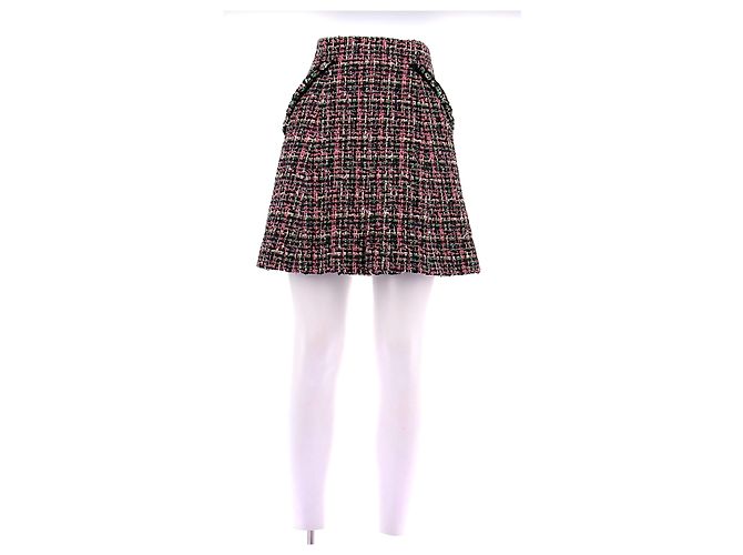 Gonna in tweed rosa e nera Chanel Nero