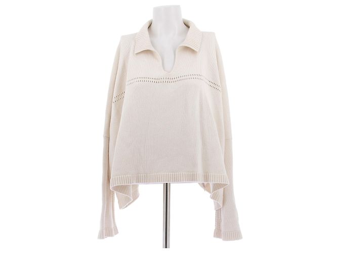 Loewe Pull crème en cachemire et coton Beige