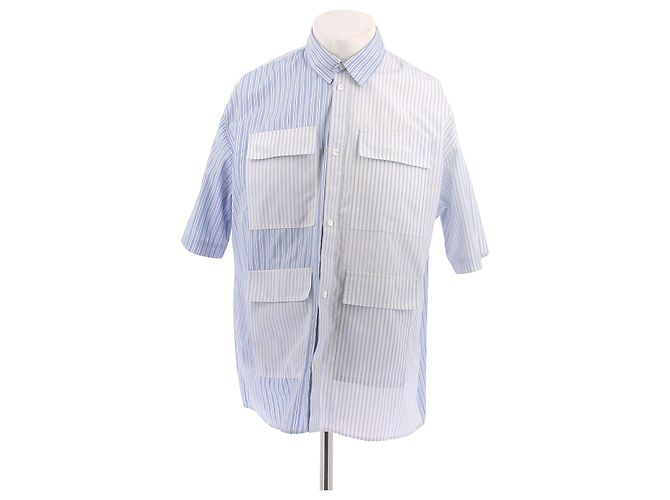 Autre Marque Zweifarbiges Kurzarmhemd Blau