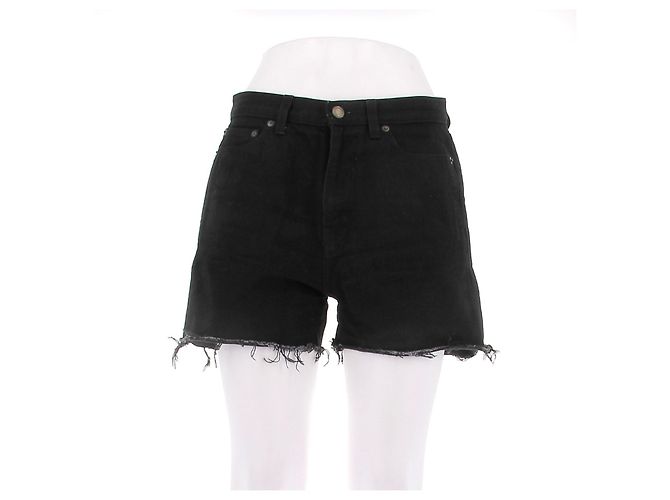 Pantaloncini in denim nero Saint Laurent