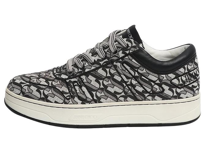 Jimmy Choo Baskets Monogram pailletées argent et noir - taille EU 38.5 Argenté