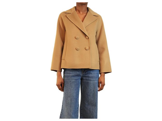 Weekend Max Mara Camel double-breasted wool peacoat - size UK 2