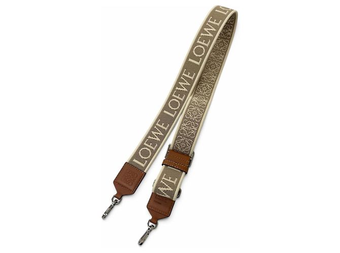 Tracolla in pelle e tela Loewe Marrone Beige