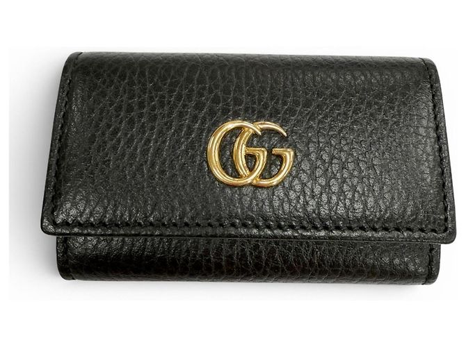 Portachiavi in pelle Double G Gucci Nero