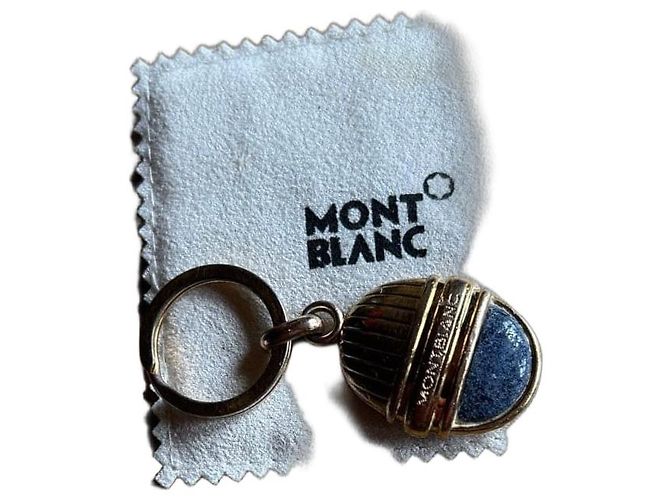 Chaveiro Montblanc dourado e pedra azul Azul escuro Gold hardware