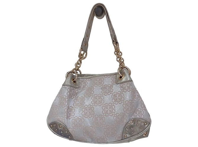 Autre Marque Bolsa de mão Kathy Van Zeeland prateada com padrões florais e tachas Prata Dourado