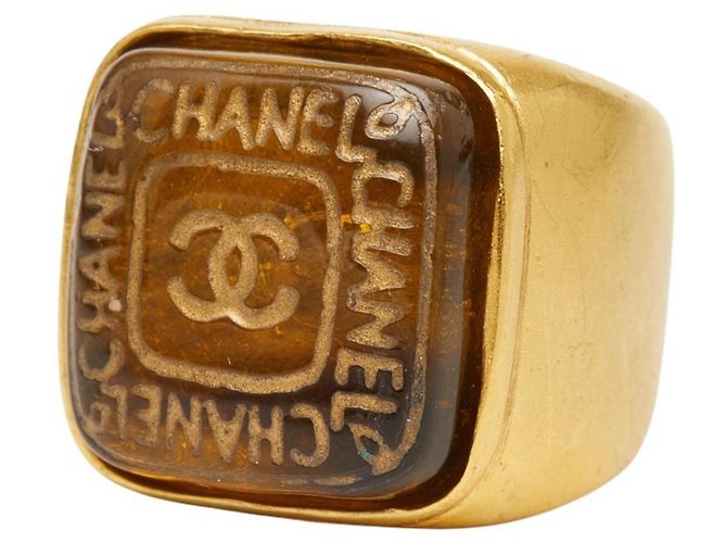 Chanel Coco Mark Gripoix Vintage Ring Golden