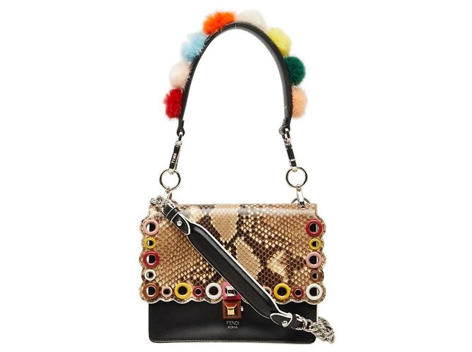 Bolsa Fendi Kanai Mini Marrom Preto