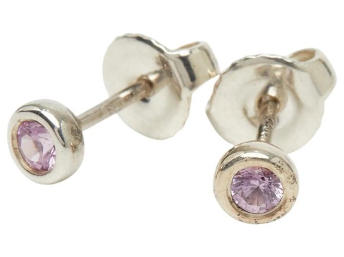Tiffany & Co. Silberne Ohrstecker mit rosa Saphir