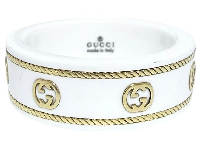 Anillo Interlocking G Gucci Blanco Dorado