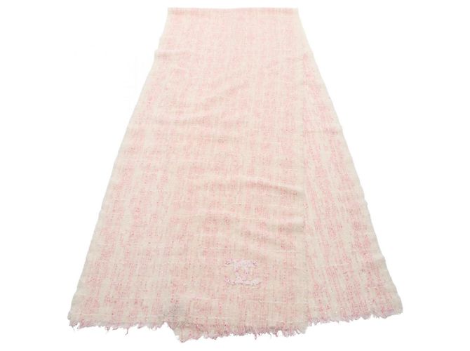 Sciarpa Chanel Coco Mark con paillettes Rosa Crudo 