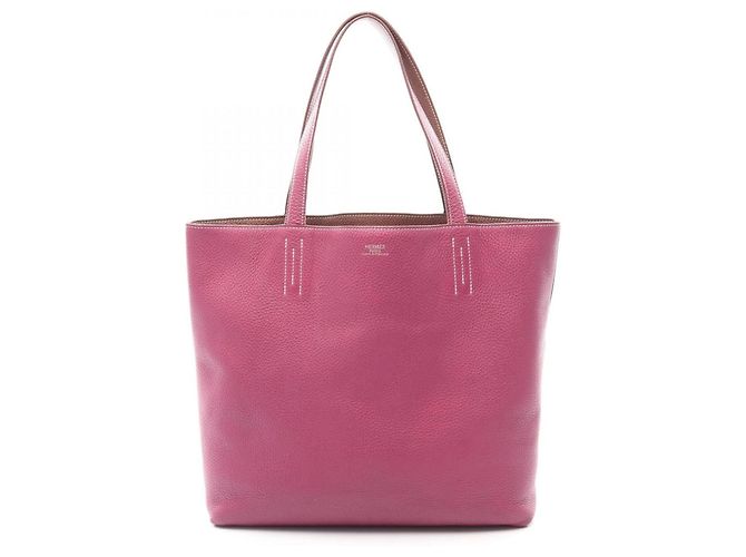 Hermès Bolsa Tote Hermes Double Sens 45 Marrom Rosa