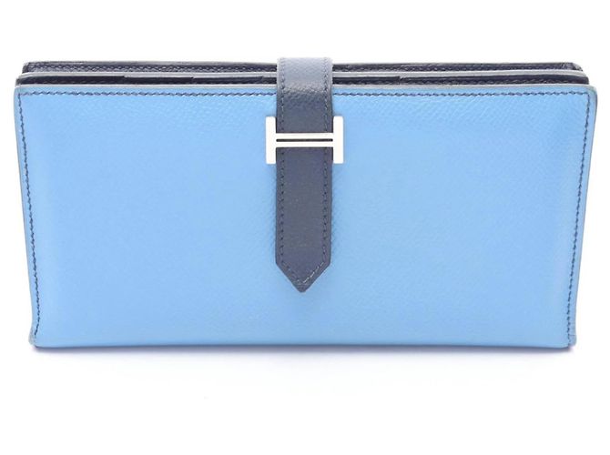 Hermès Hermes Bearn Soufflé Bi-fold Long Wallet Blau Marineblau