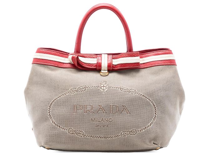 Prada Beige Canvas Canapa Logo Tote