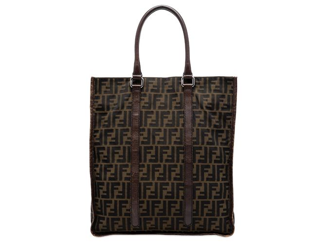 Fendi Brown Zucca Canvas Vertical Tote
