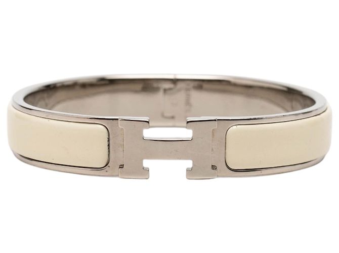 Pulsera Hermès Clic H en esmalte blanco estrecho PM